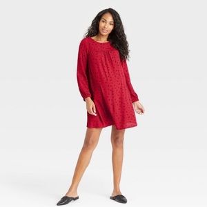 The Nines By Hatch Long Sleeve Crepe Maternity Dress Red Floral Print Size XL